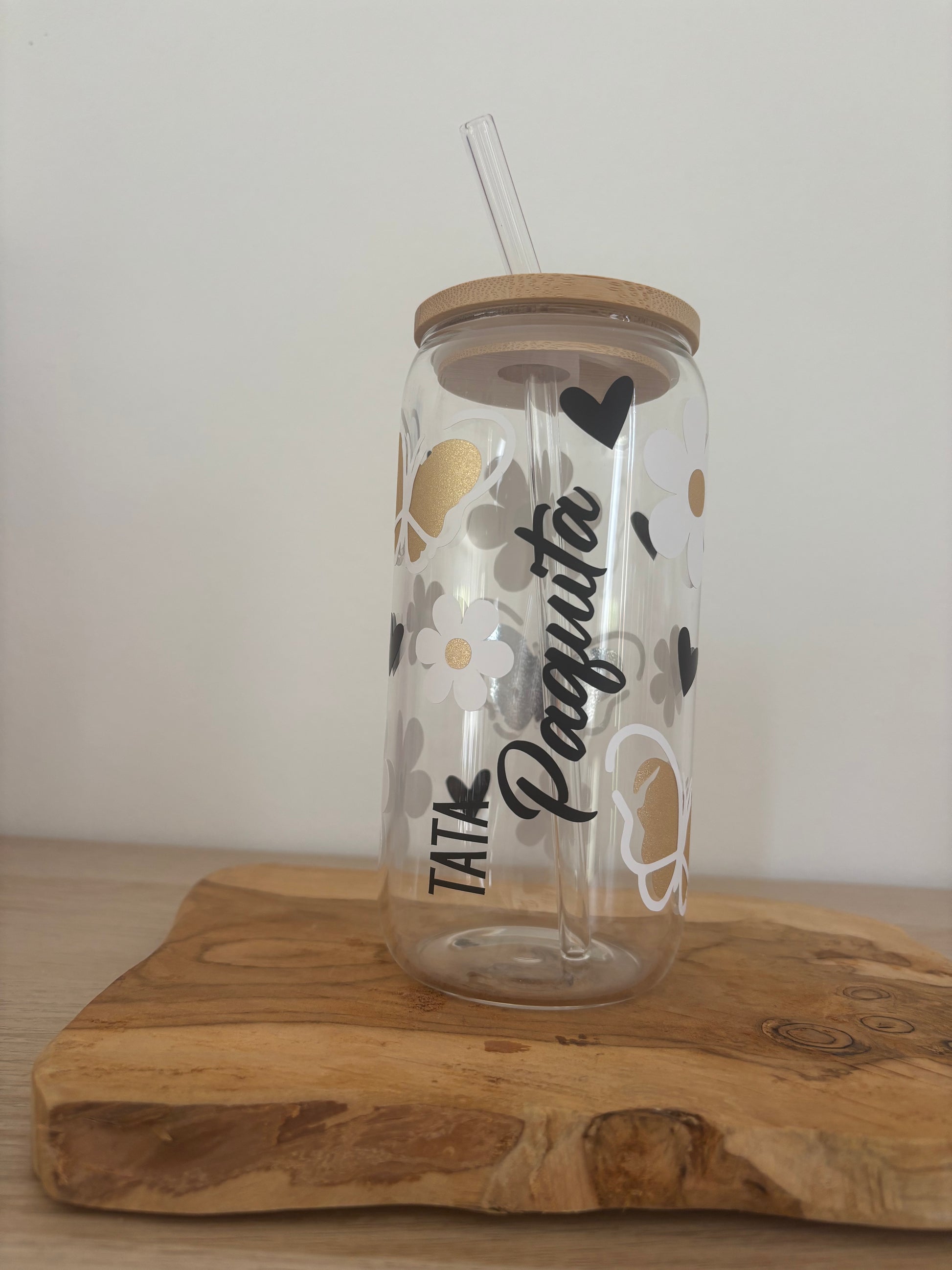 Verre personnalisé papillon doré